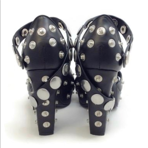 Flash Sale ReList Tomorrow NIB Sonia Rykiel Black Snap Embellished Sandals 37 - Picture 6 of 8